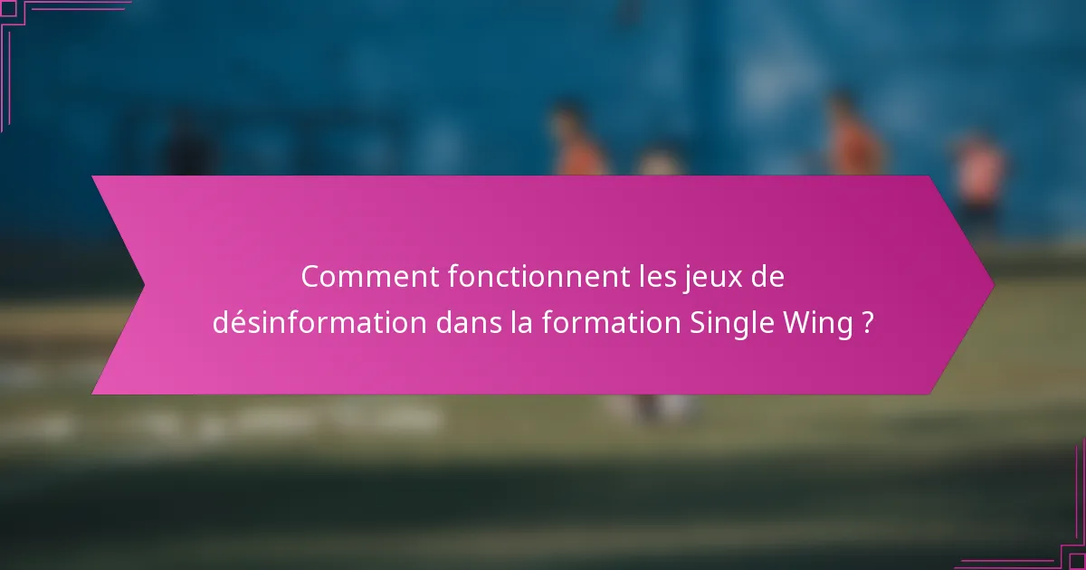 Comment fonctionnent les jeux de désinformation dans la formation Single Wing ?