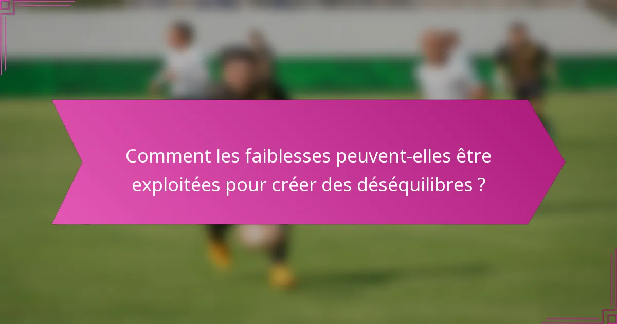 Comment les faiblesses peuvent-elles être exploitées pour créer des déséquilibres ?