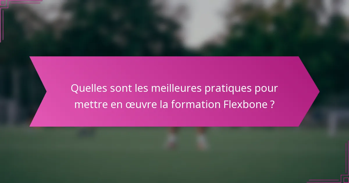 Quelles sont les meilleures pratiques pour mettre en œuvre la formation Flexbone ?