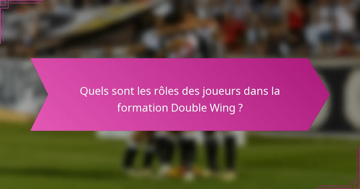 Quels sont les rôles des joueurs dans la formation Double Wing ?